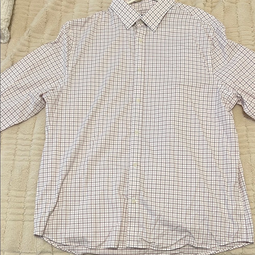 Men's Checkered Shirt - White and Brown